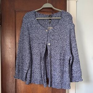 MarlaWynne Light Blue Marled Button-Front Cardigan